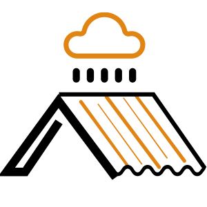 graphic showing a metal roof being rained on