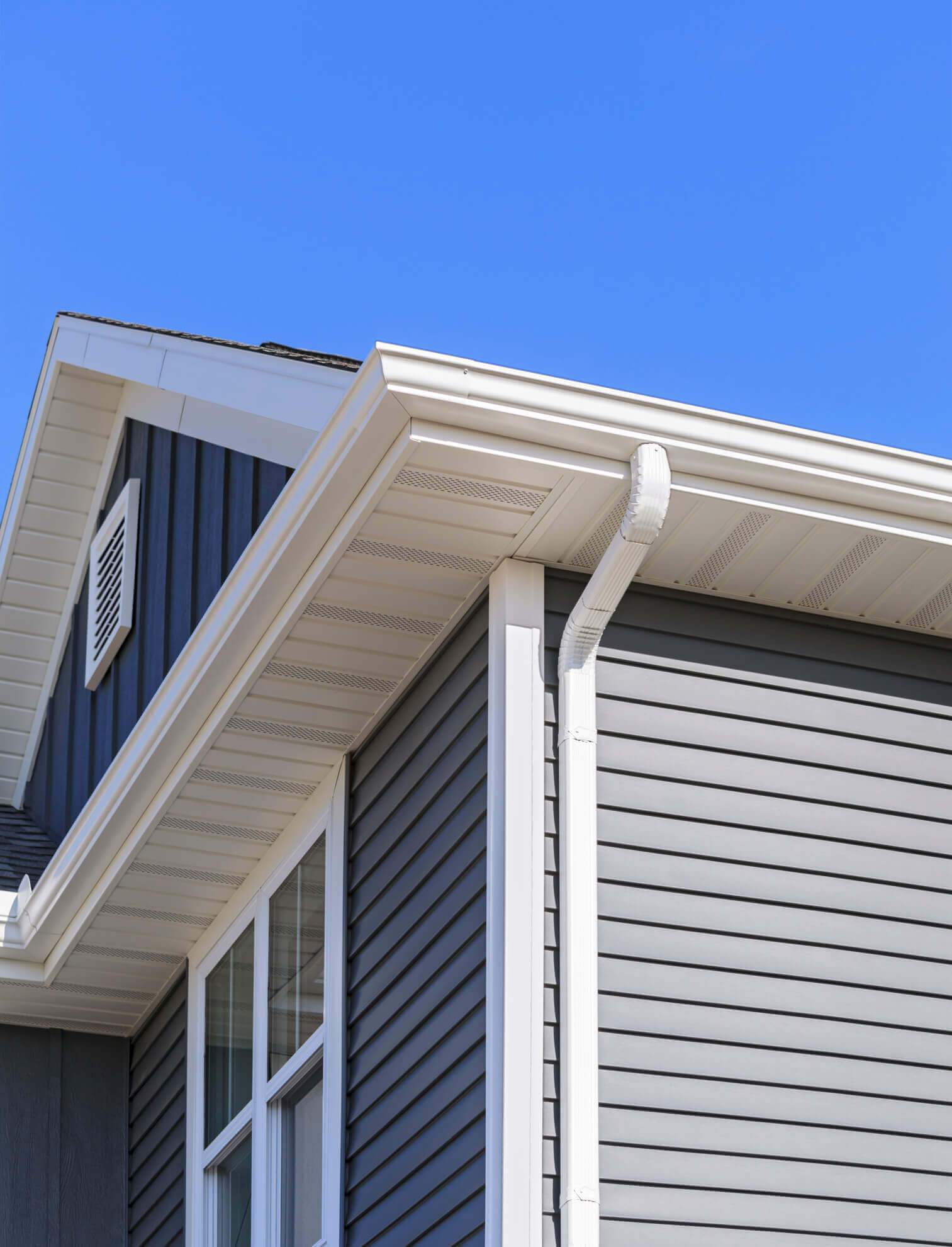 white gutters on a home