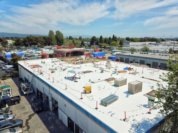 commercial roofing job being completed