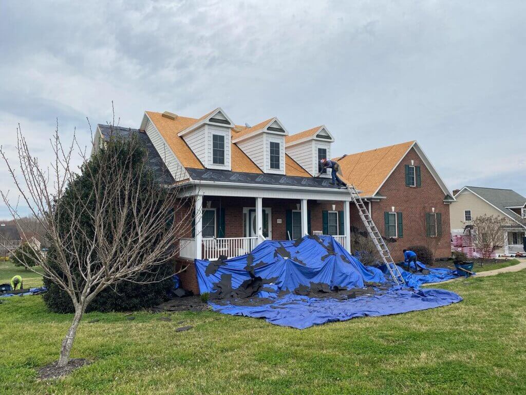 Roof replacement being done on a home in Charlotte, NC