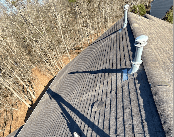 storm damage seen on a roof in the Charlotte, NC area