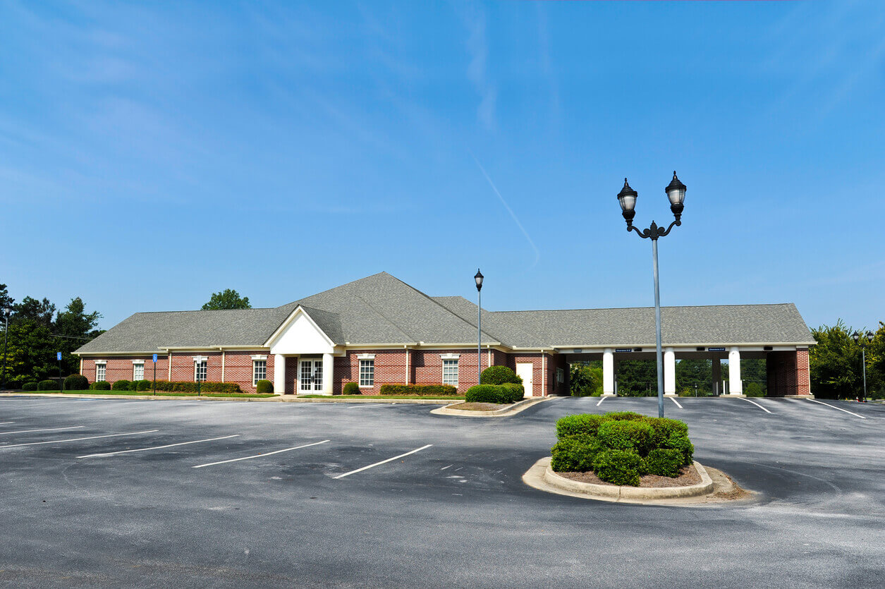 a retail bank space with a new roof